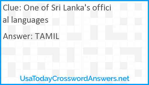 One of Sri Lanka's official languages Answer