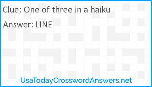 One of three in a haiku Answer