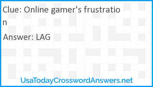 Online gamer's frustration Answer