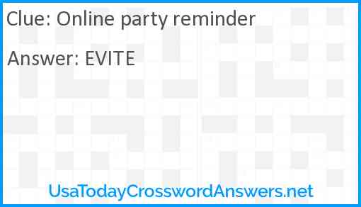 Online party reminder Answer