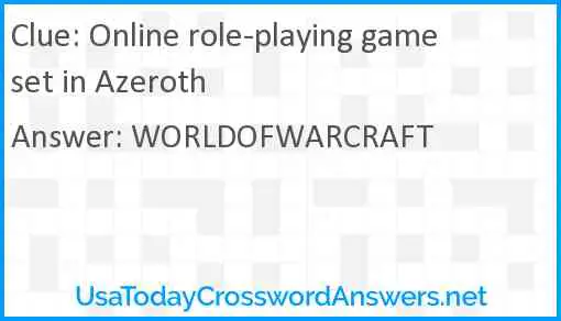 Online role-playing game set in Azeroth Answer