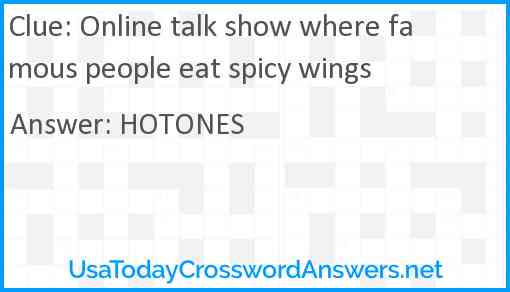 Online talk show where famous people eat spicy wings Answer