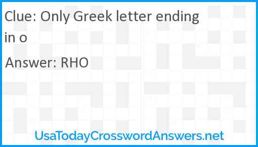 Only Greek letter ending in o Answer