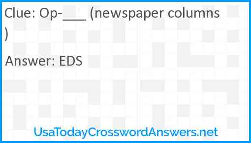 Op-___ (newspaper columns) Answer