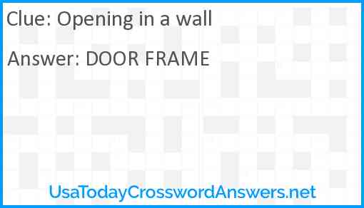 Opening in a wall Answer