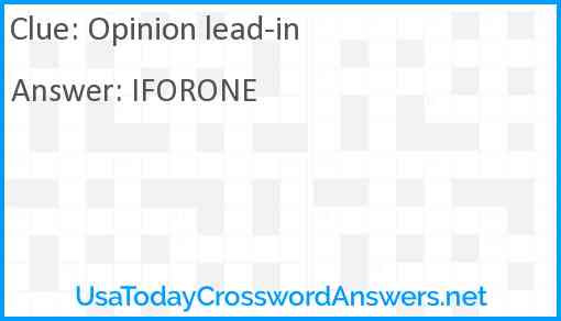 Opinion lead-in Answer