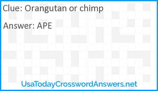 Orangutan or chimp Answer