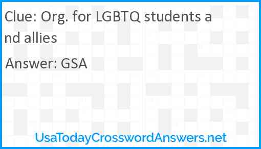 Org. for LGBTQ  students and allies Answer