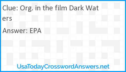 Org. in the film Dark Waters Answer
