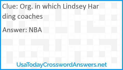 Org. in which Lindsey Harding coaches Answer