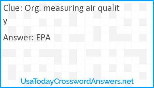 Org. measuring air quality Answer