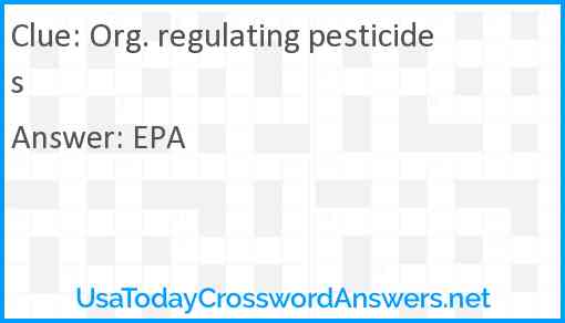 Org. regulating pesticides Answer