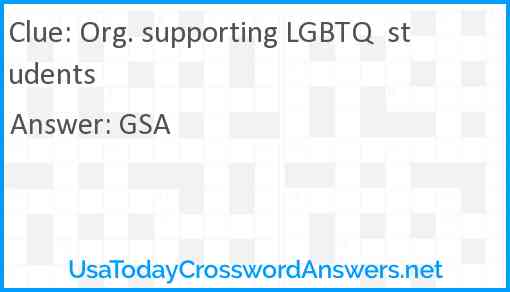 Org. supporting LGBTQ  students Answer