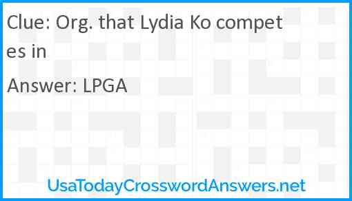 Org. that Lydia Ko competes in Answer