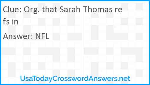 Org. that Sarah Thomas refs in Answer