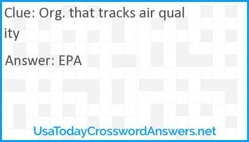 Org. that tracks air quality Answer
