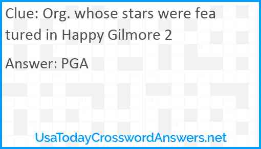 Org. whose stars were featured in Happy Gilmore 2 Answer