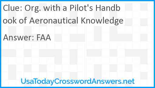 Org. with a Pilot's Handbook of Aeronautical Knowledge Answer