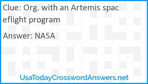 Org. with an Artemis spaceflight program Answer