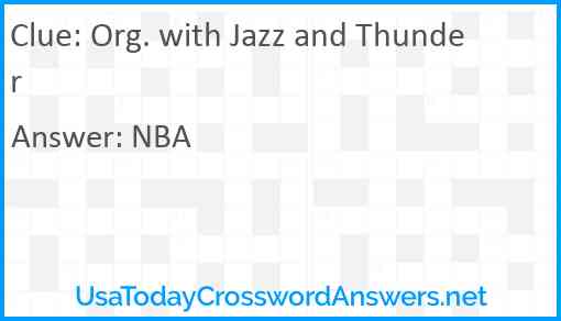 Org. with Jazz and Thunder Answer
