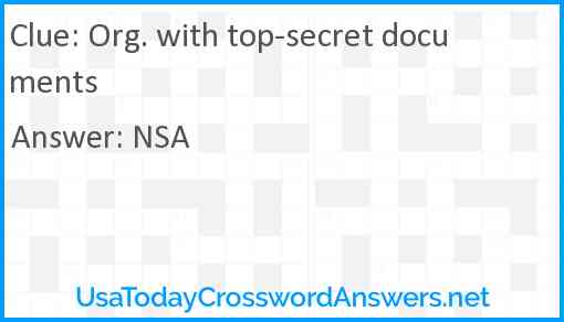 Org. with top-secret documents Answer