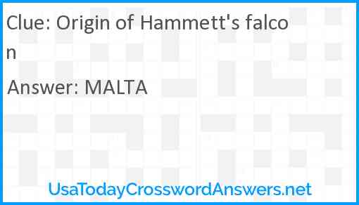 Origin of Hammett's falcon Answer