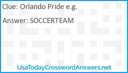 Orlando Pride e.g. Answer