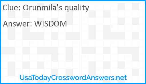 Orunmila's quality Answer