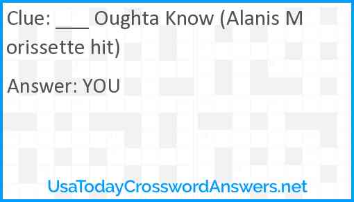 ___ Oughta Know (Alanis Morissette hit) Answer