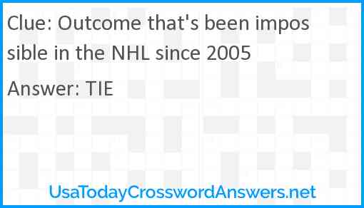 Outcome that's been impossible in the NHL since 2005 Answer