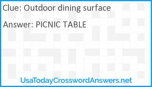 Outdoor dining surface Answer