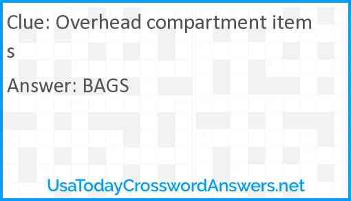 Overhead compartment items Answer