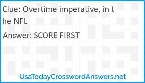 Overtime imperative, in the NFL Answer