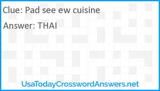 Pad see ew cuisine Answer