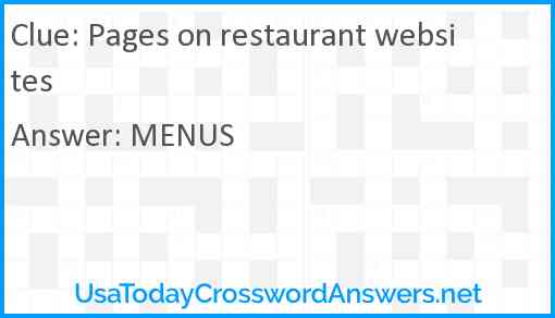 Pages on restaurant websites Answer