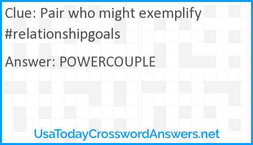 Pair who might exemplify #relationshipgoals Answer