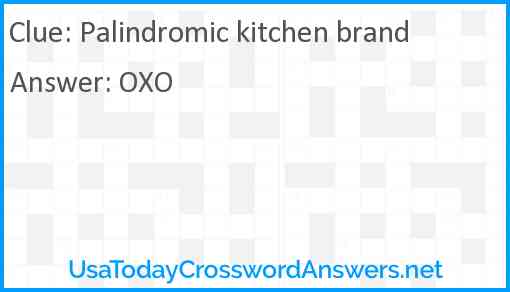 Palindromic kitchen brand Answer
