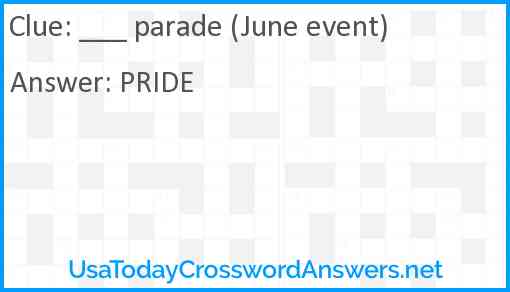 ___ parade (June event) Answer