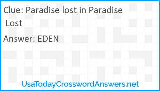 Paradise lost in Paradise Lost Answer