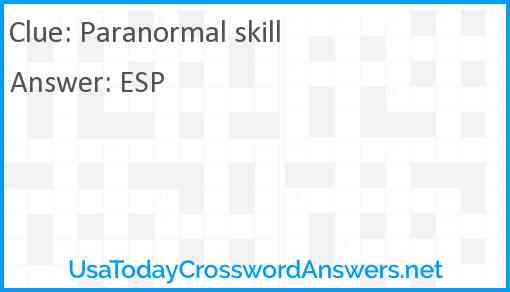 Paranormal skill Answer