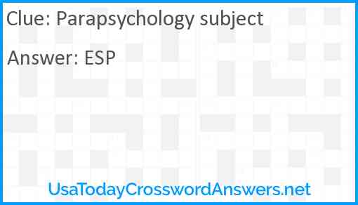 Parapsychology subject Answer