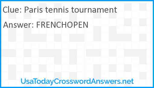 Paris tennis tournament Answer