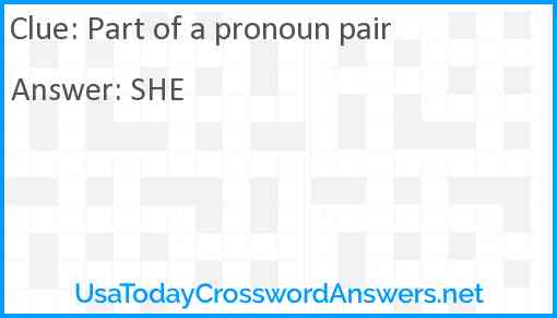Part of a pronoun pair Answer