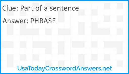 Part of a sentence Answer