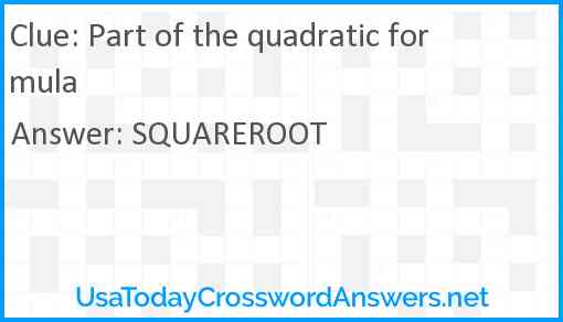 Part of the quadratic formula Answer