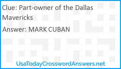 Part-owner of the Dallas Mavericks Answer