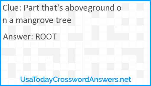 Part that's aboveground on a mangrove tree Answer