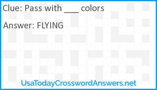 Pass with ___ colors Answer