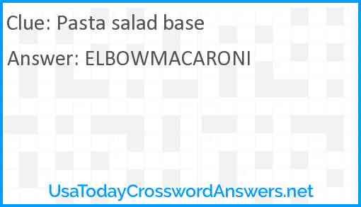 Pasta salad base Answer