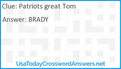 Patriots great Tom Answer